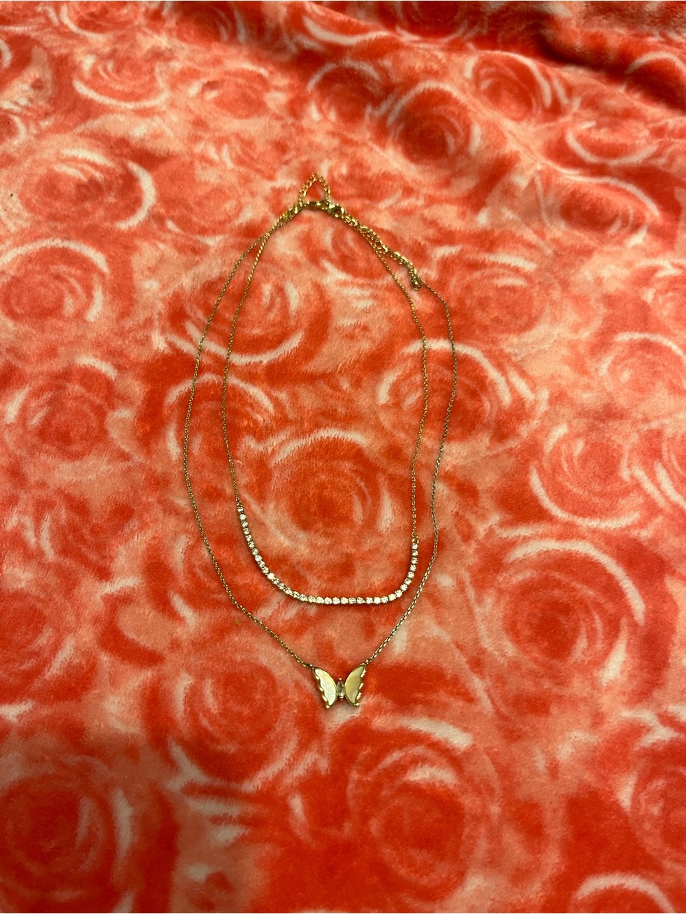 Gold Layered Butterfly Pendant Necklace - Women Jewelry